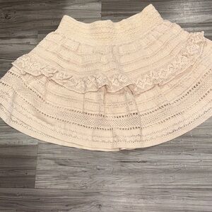 Aerie Cream Textured A-Line Skirt